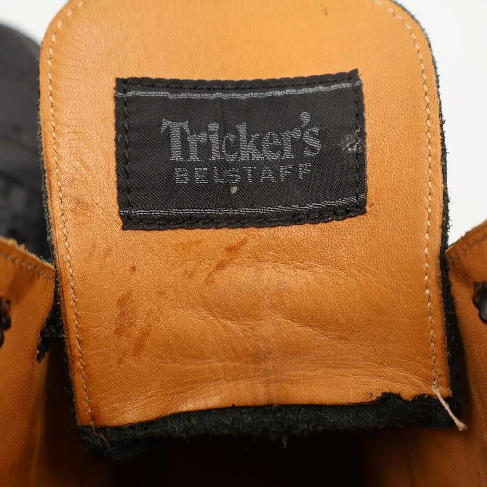 Tricker's Belstaff M7942 Brogue Boots Mens 12 Black Pebble Leather Wingtip UK 12